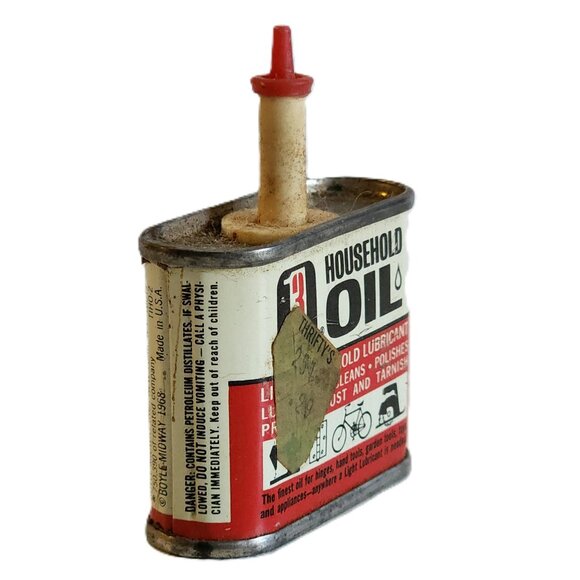 Vintage Collectible 3-IN-ONE Household Oil 1oz Can with Easy-Pour Spout Decor - Picture 4 of 7